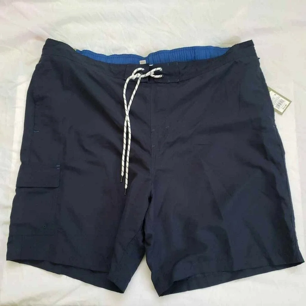 Goodfellow & Co. Mens Board Shorts Swim Trunks Blue Pocket Lace Up Waist XXL New